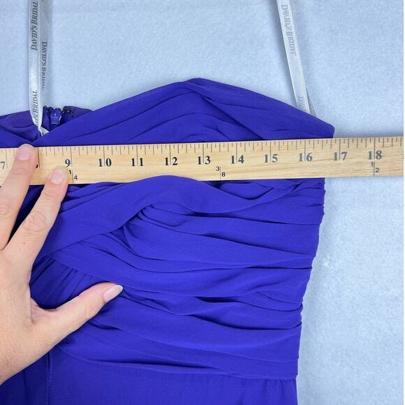 David's Bridal REGENCY Purple Mini Strapless Bandeau Top High Low Chiffon Dress - Picture 8 of 10